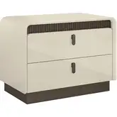 Valencia Nightstand in Beige Lacquer & Taupe Finish (Set of 2)